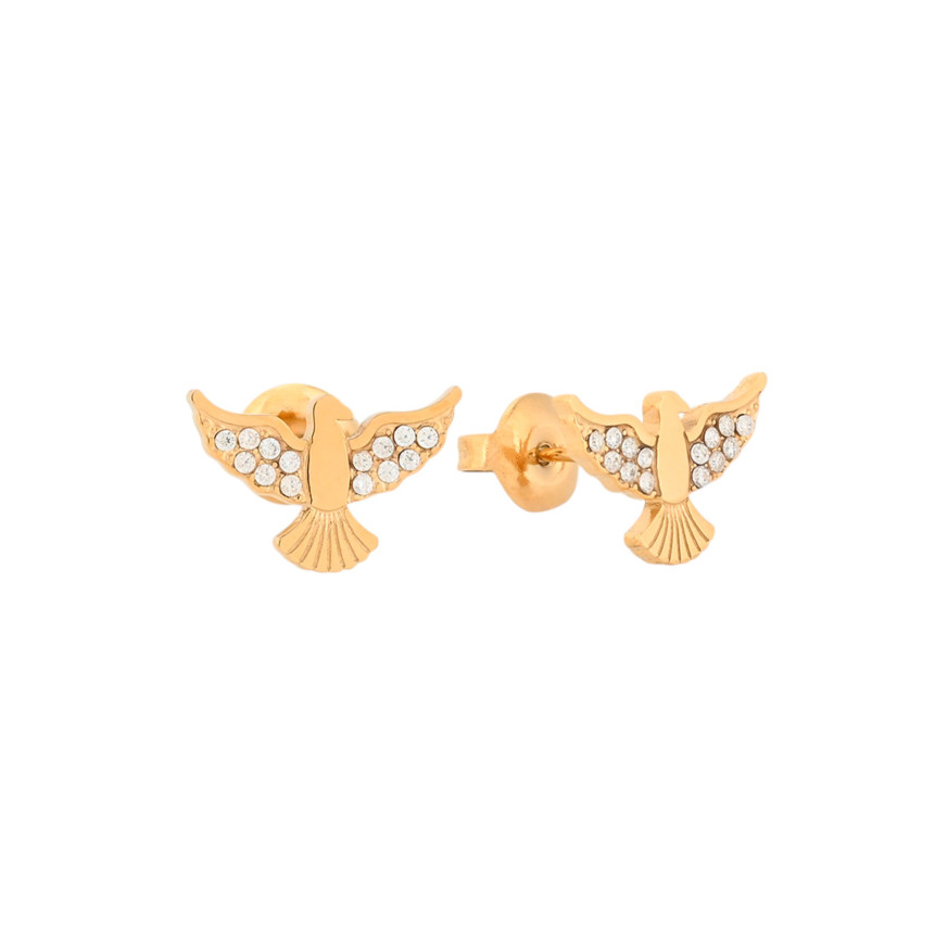 Pendientes en acero pájaro brillantes GB