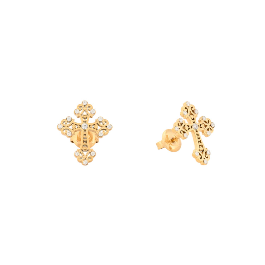 Boucles d\'oreilles en acier croix brillants GB