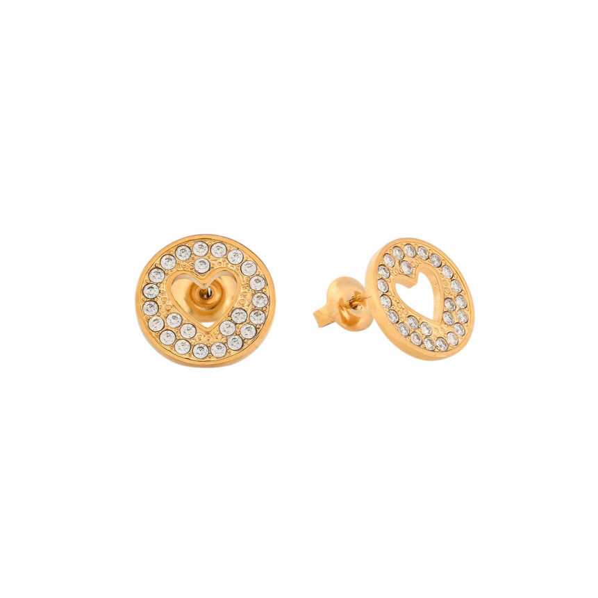Boucles d\'oreilles en acier rond coeur GB