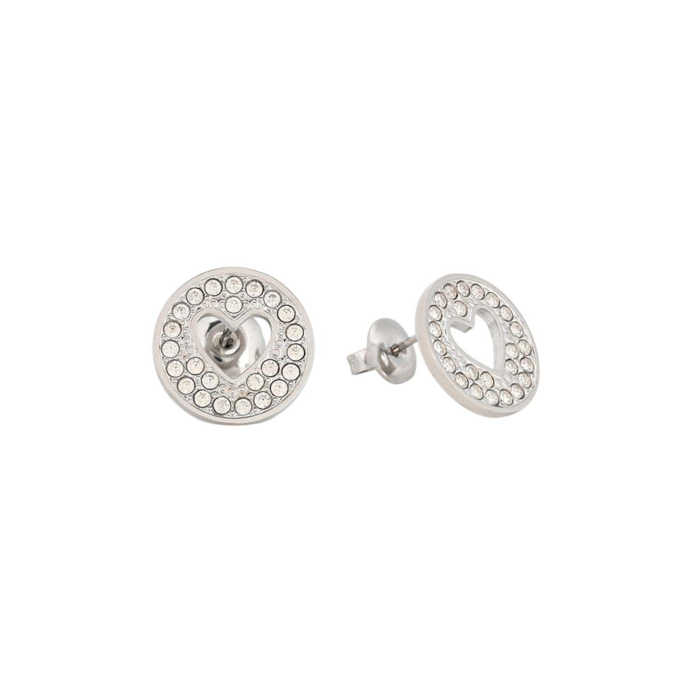Steel earrings rounds heart GB