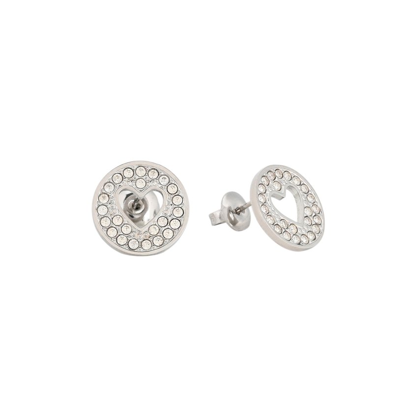 Boucles d'oreilles en acier rond coeur GB
