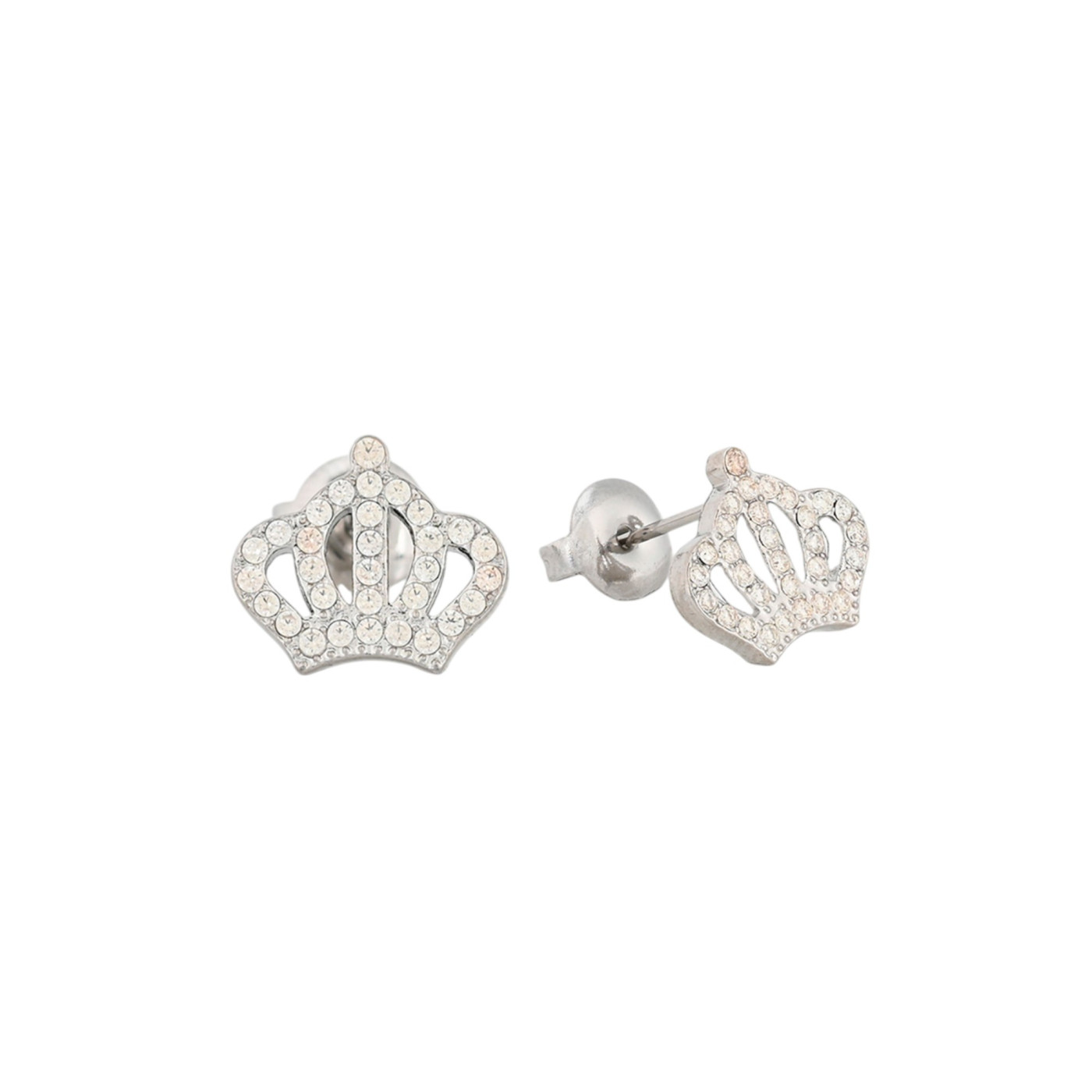 Boucles d\'oreilles en acier brillants couronne GB