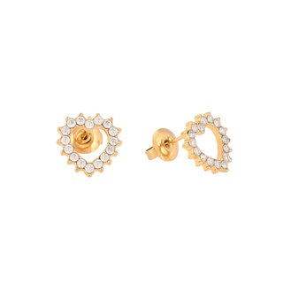 Boucles d'oreilles en acier coeur avec brillants GB