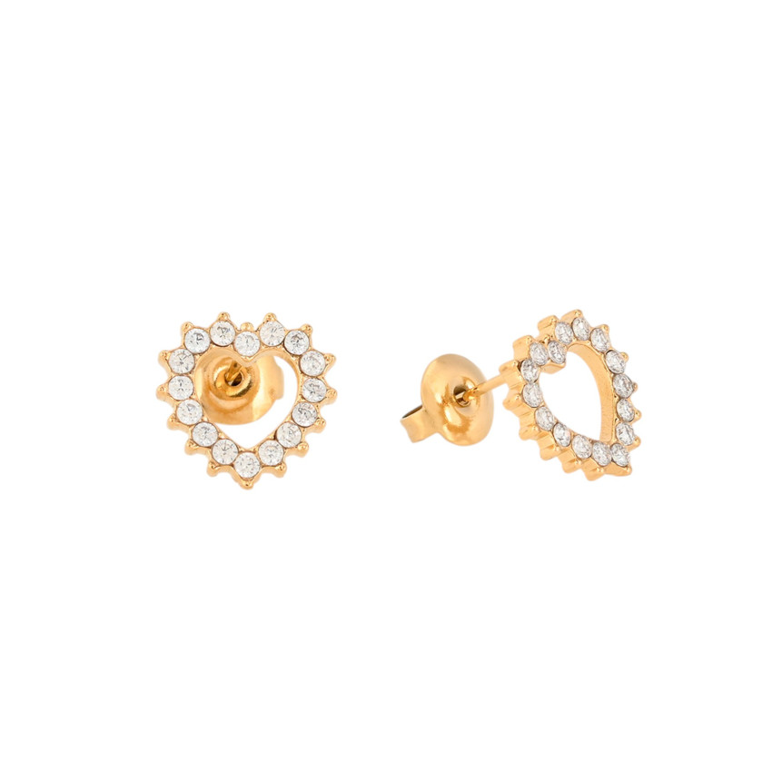 Orecchini in acciaio cuori con brillantes GB