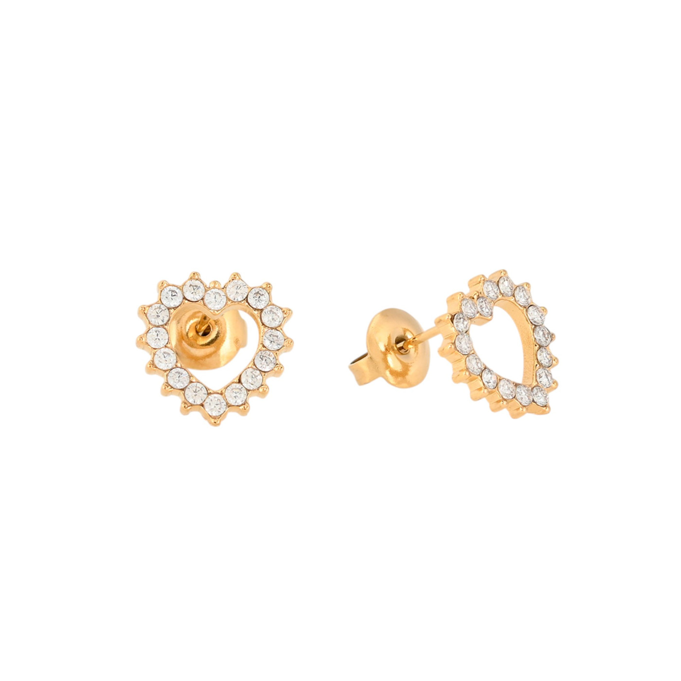 Orecchini in acciaio cuori con brillantes GB