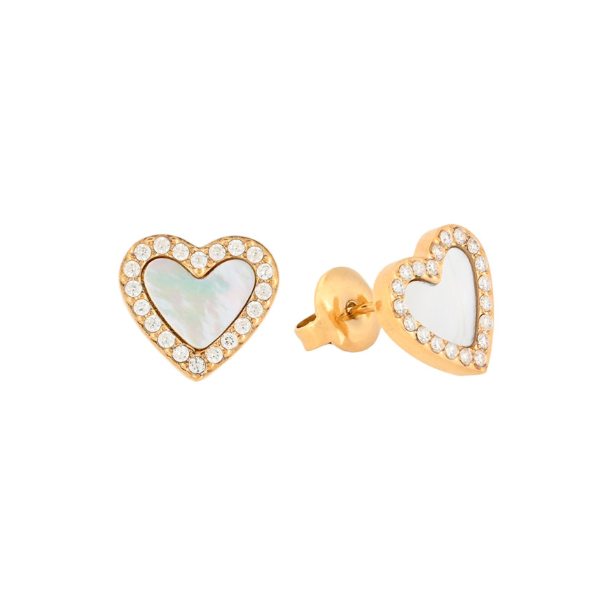Pendientes en acero corazón nácar GB
