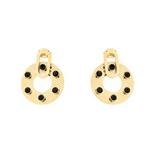 Steel earrings round black GB