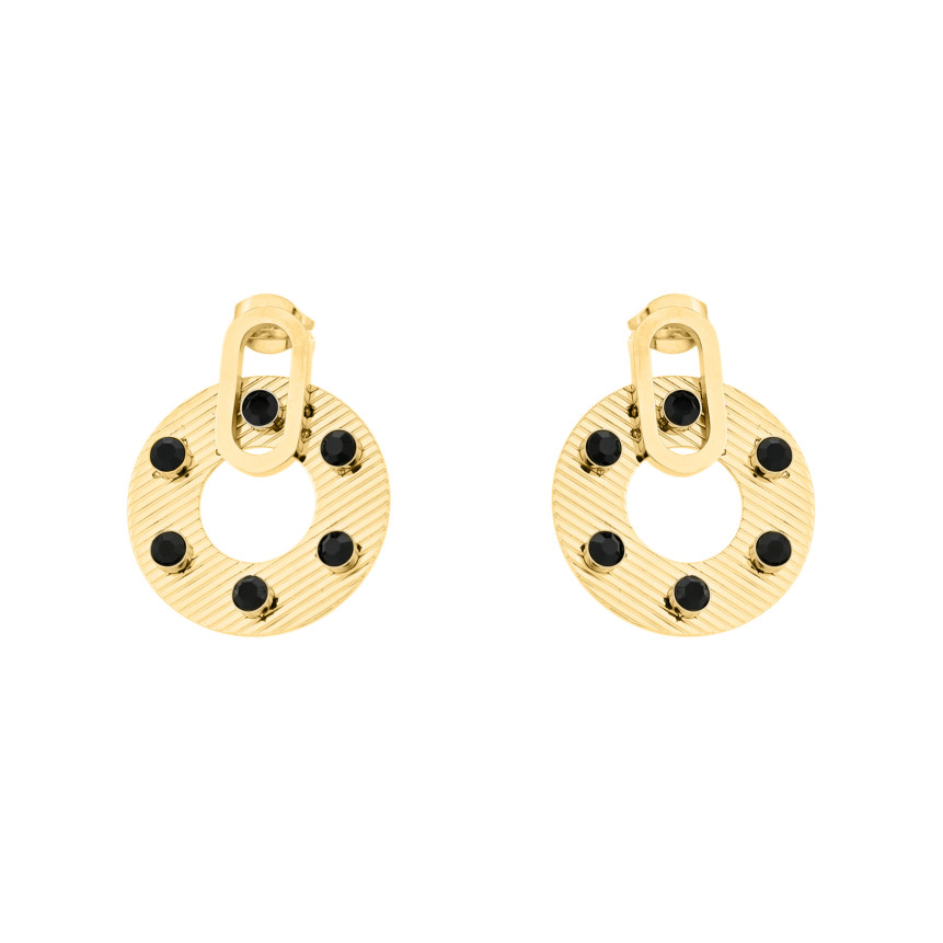 Boucles d\'oreilles en acier rond noir GB