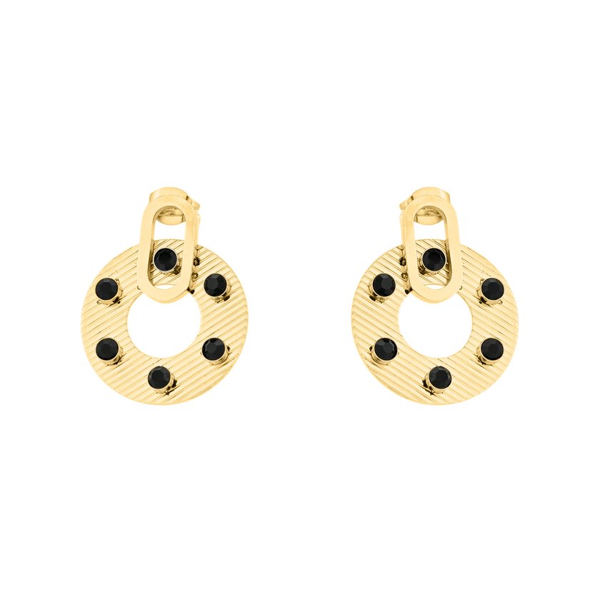 Boucles d'oreilles en acier rond noir GB