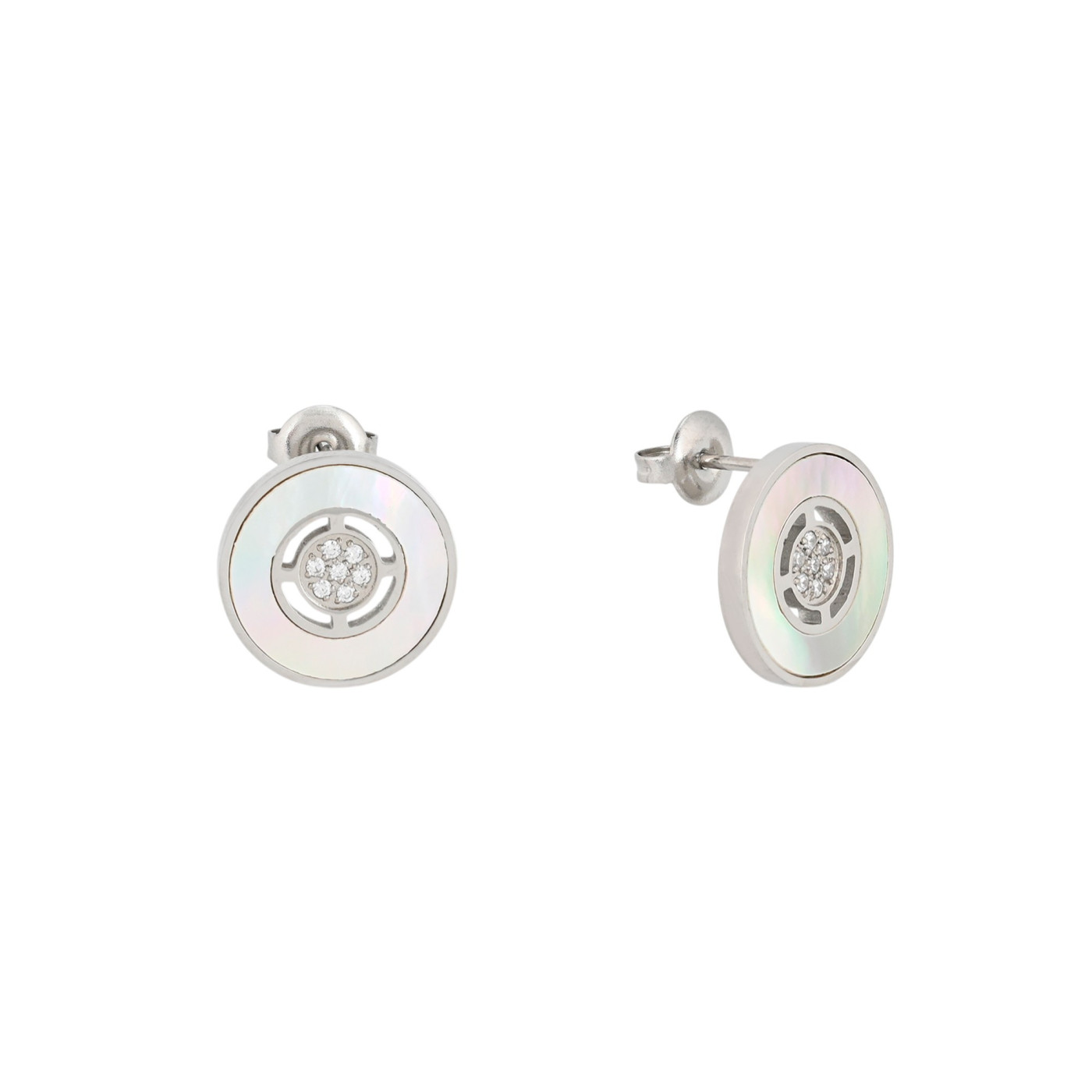 Pendientes en acero nácar y circonitas GB