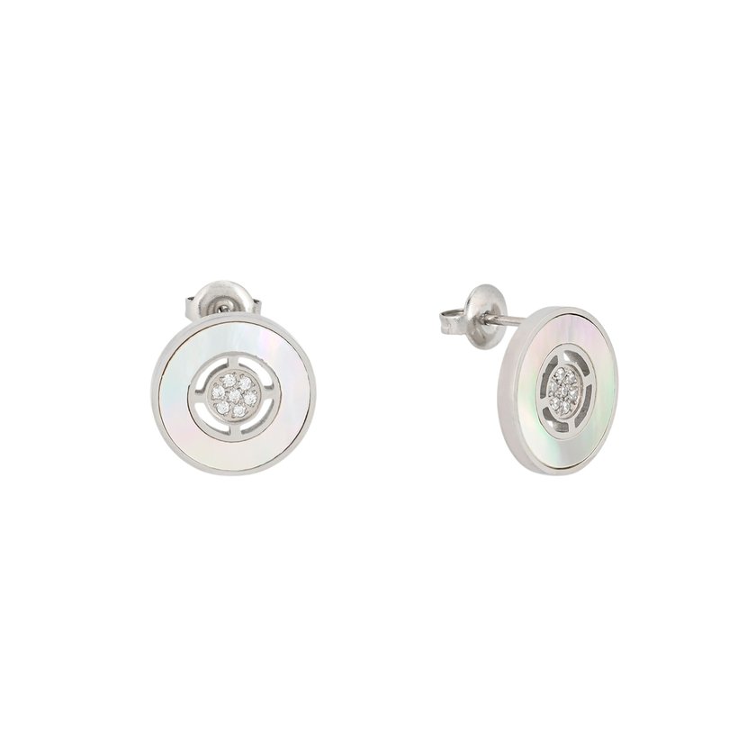 Pendientes en acero nácar y circonitas GB