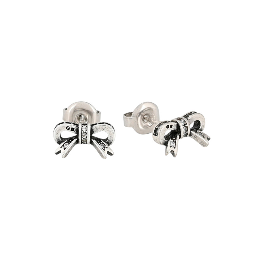 Boucles d\'oreilles en rhodium nœud GB