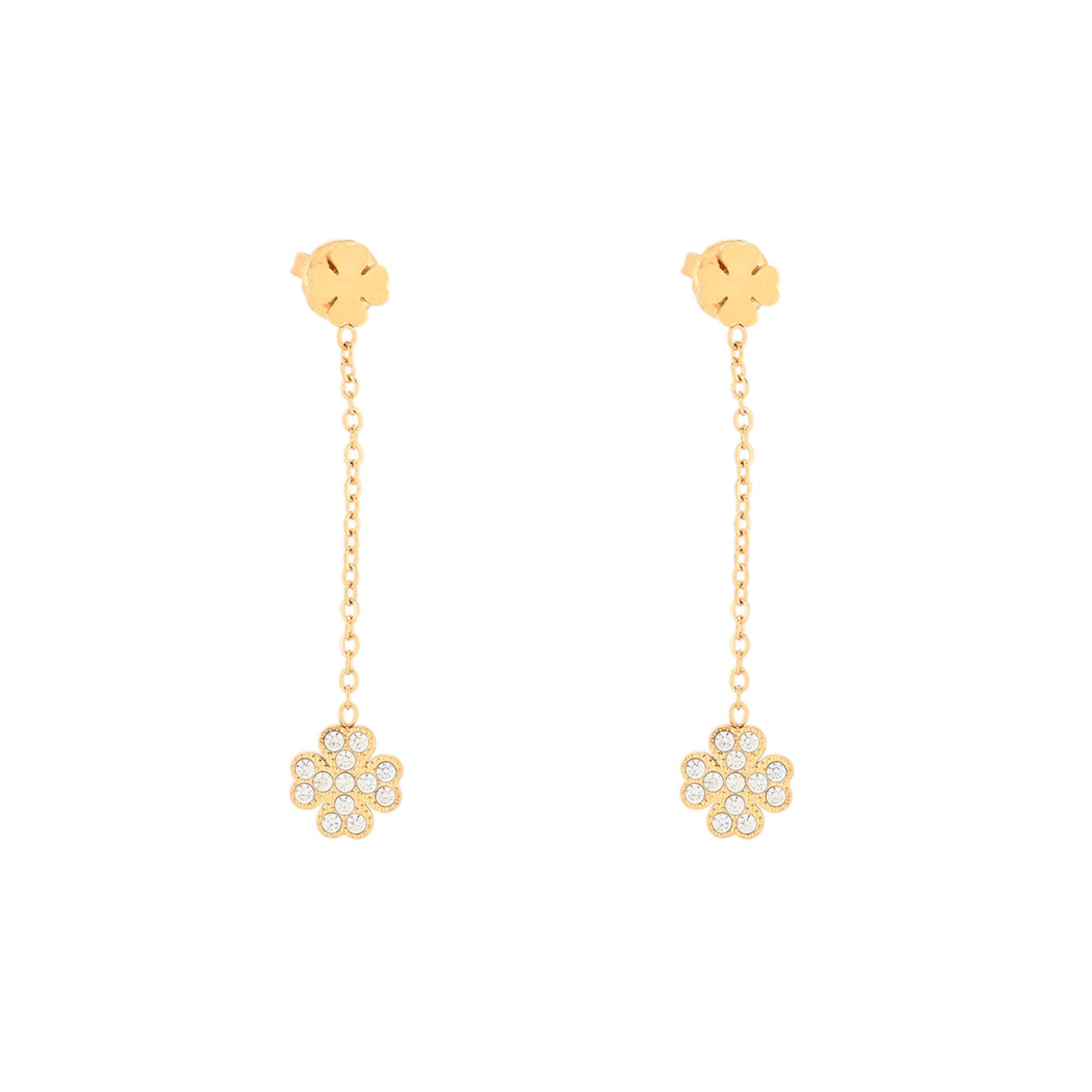 Steel earrings clover pending GB