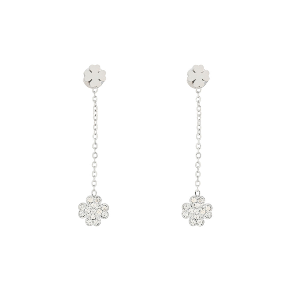 Boucles d\'oreilles en acier suspendu trèfle GB