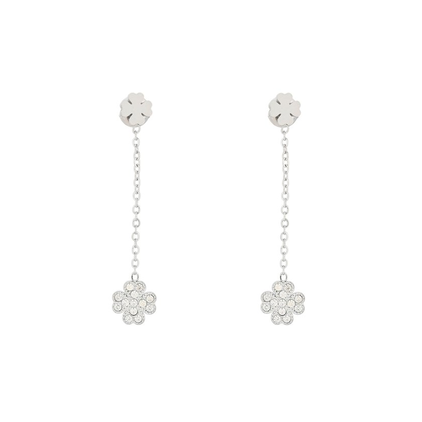 Boucles d'oreilles en acier suspendu trèfle GB