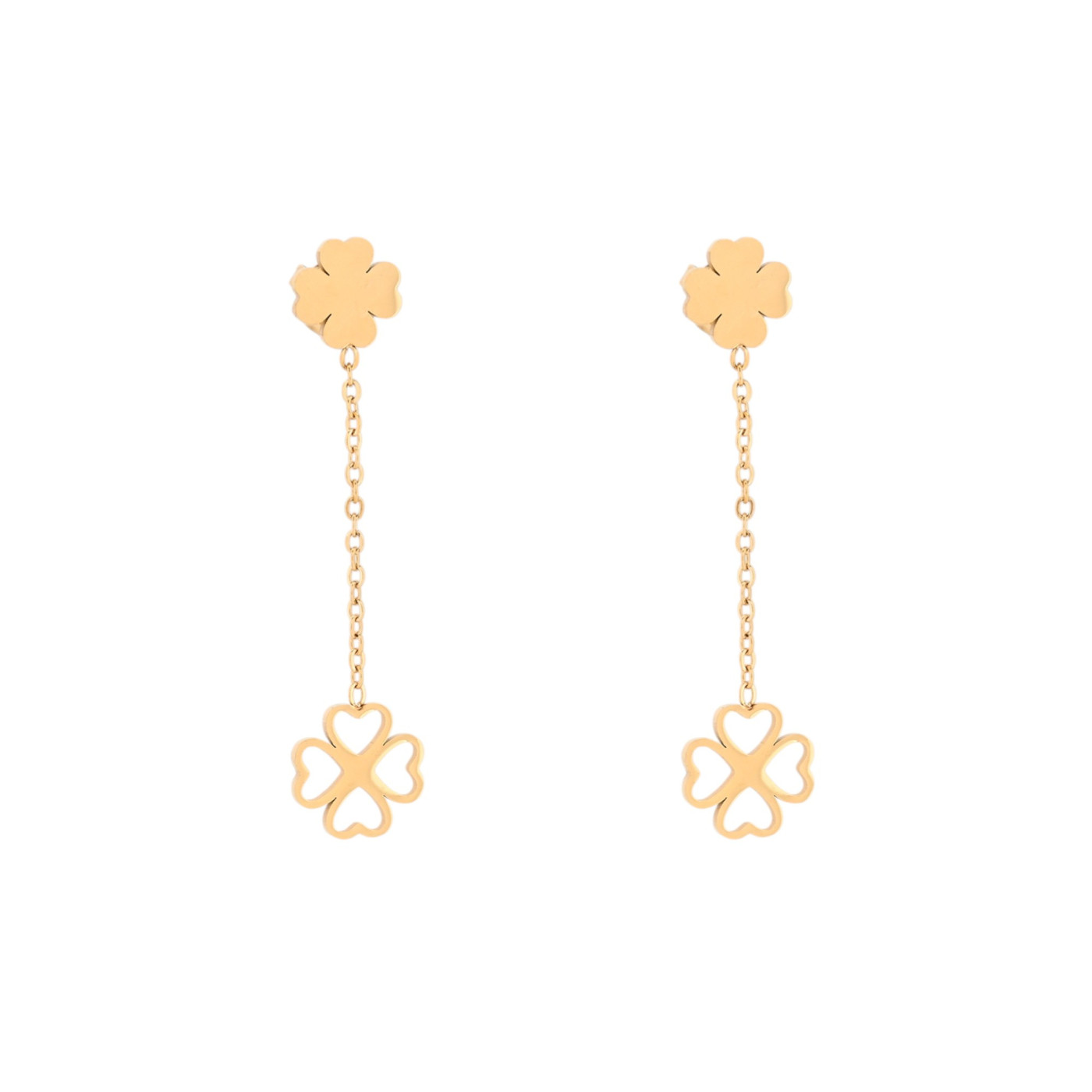 Boucles d\'oreilles en acier suspendu avec trèfles GB