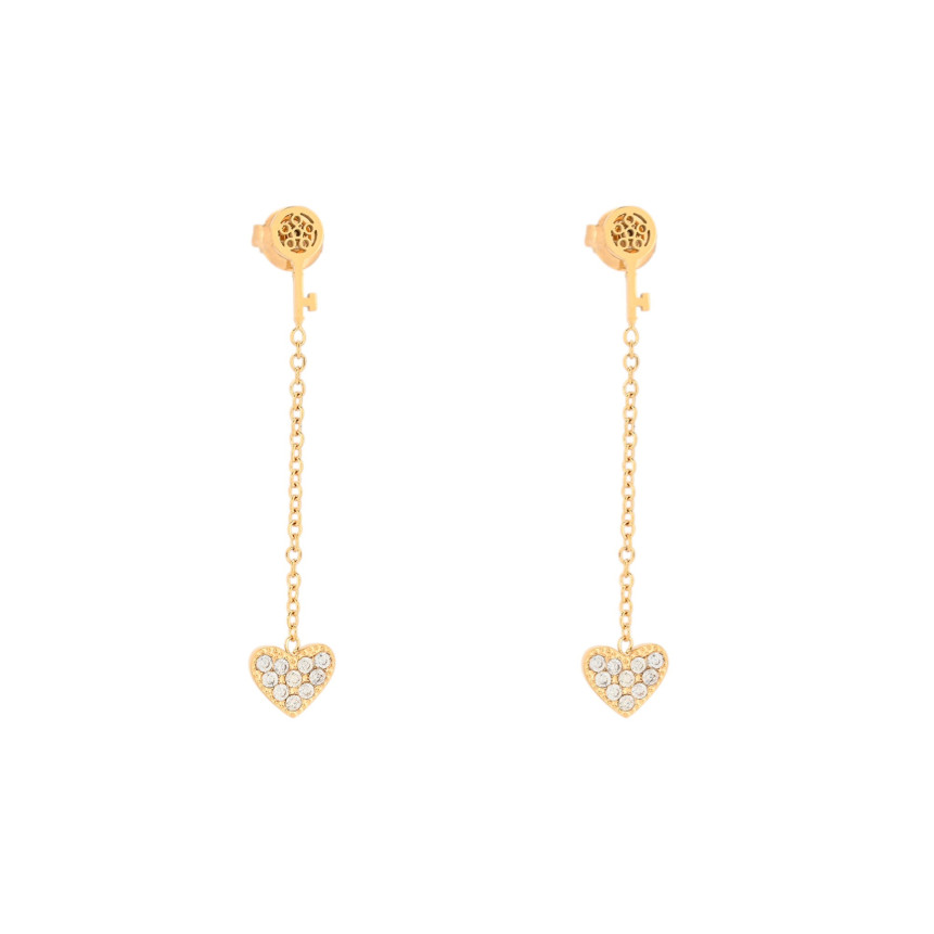 Pendientes en acero corazón y llave GB