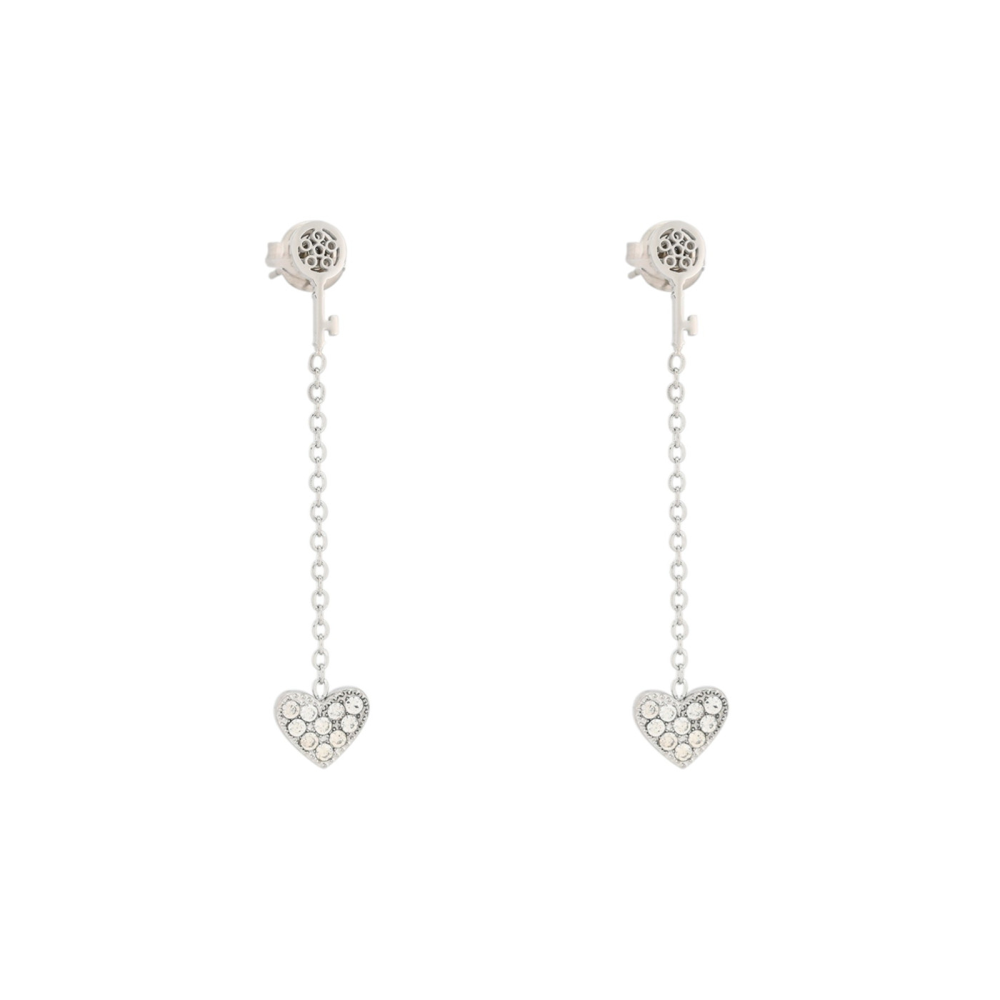 Boucles d\'oreilles en acier cœur et clé GB