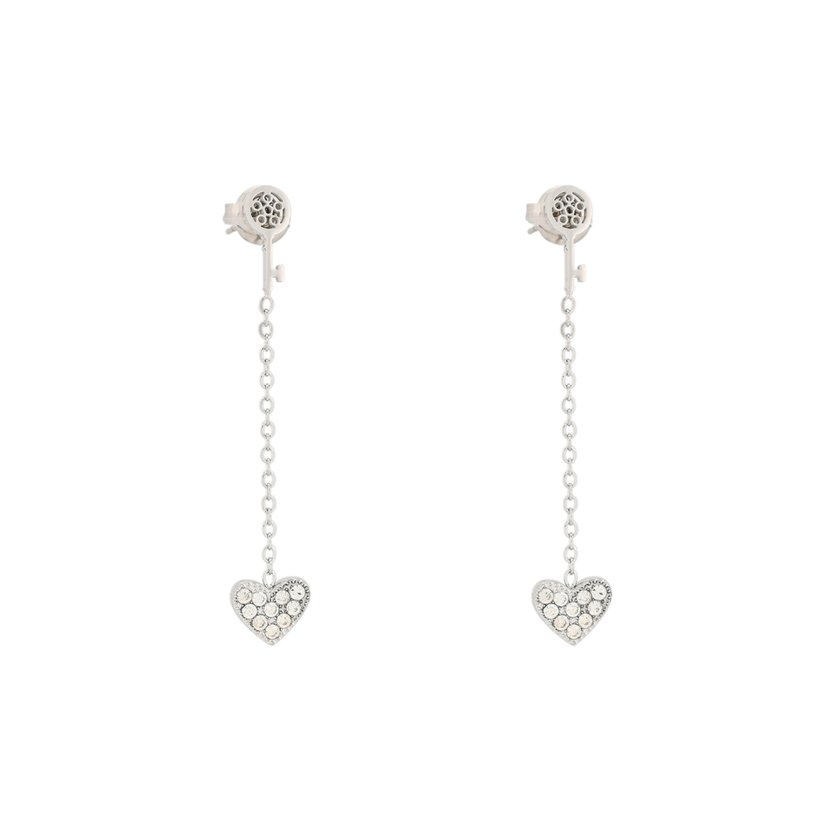 Boucles d'oreilles en acier cœur et clé GB