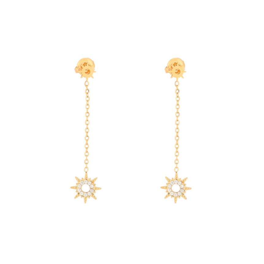 Boucles d\'oreilles en acier suspendu soleil GB