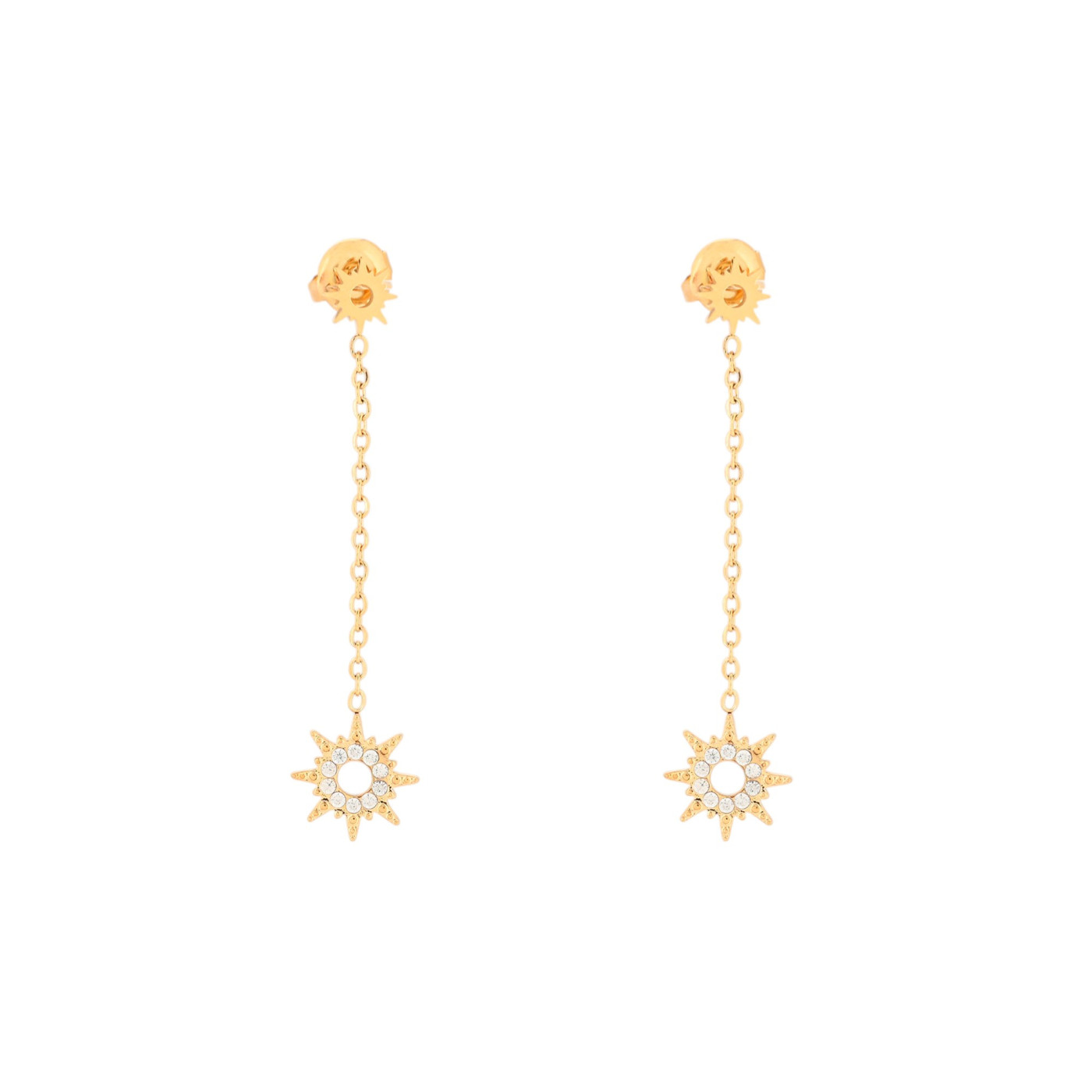 Boucles d\'oreilles en acier suspendu soleil GB