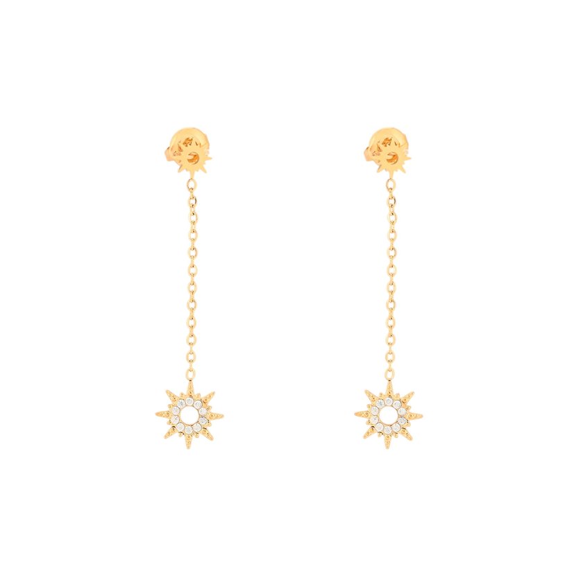 Boucles d'oreilles en acier suspendu soleil GB