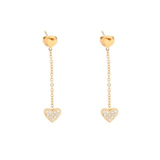 Boucles d'oreilles en acier suspendu cœurs GB