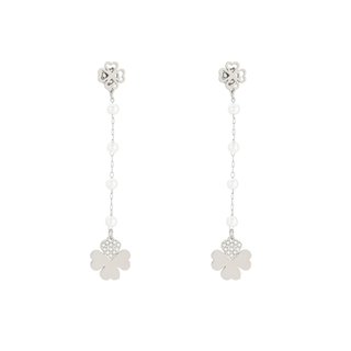 Boucles d'oreilles en acier perles et trèfles GB