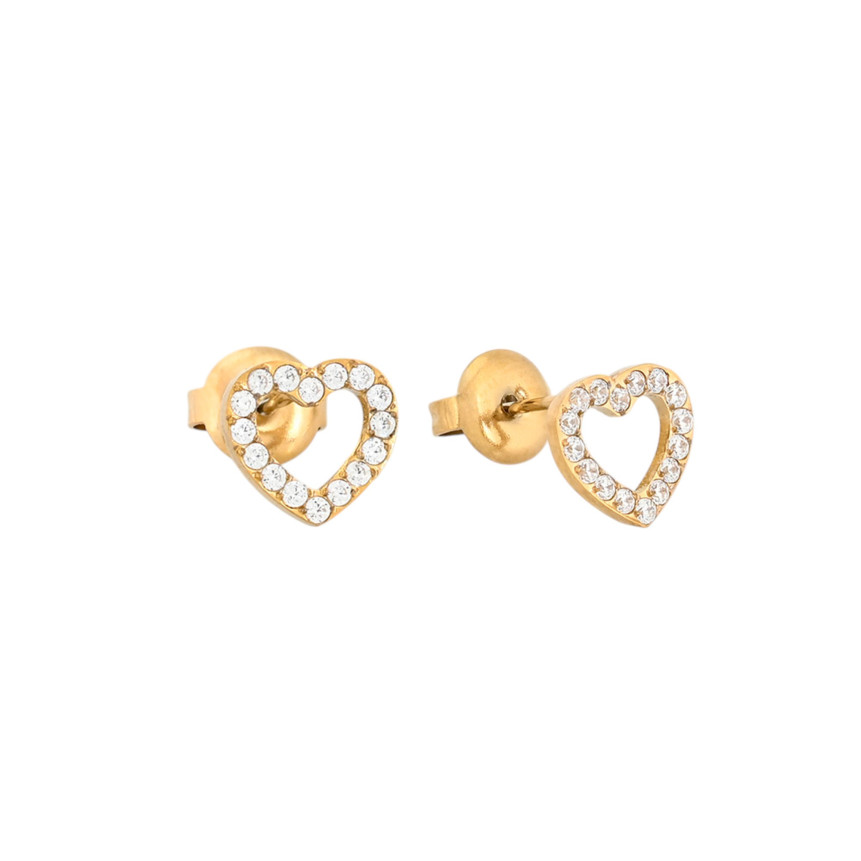 Boucle d\'oreilles en acier et coeur ouvert GB