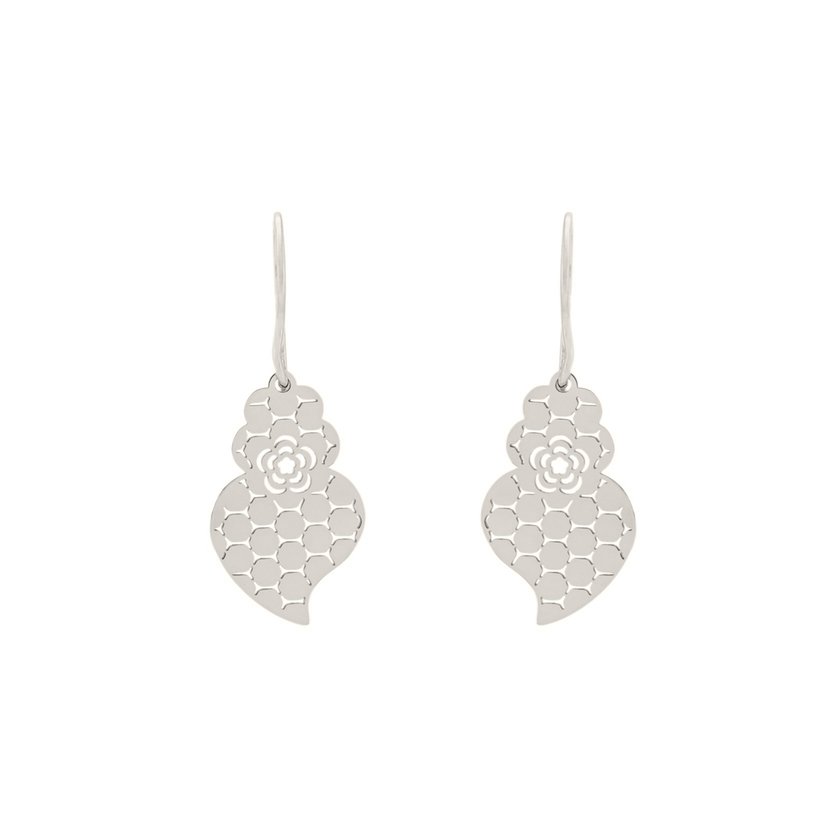 Steel earrings coração de viana texture GB