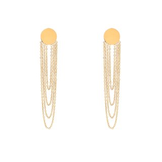 Steel earrings long chain and circle GB