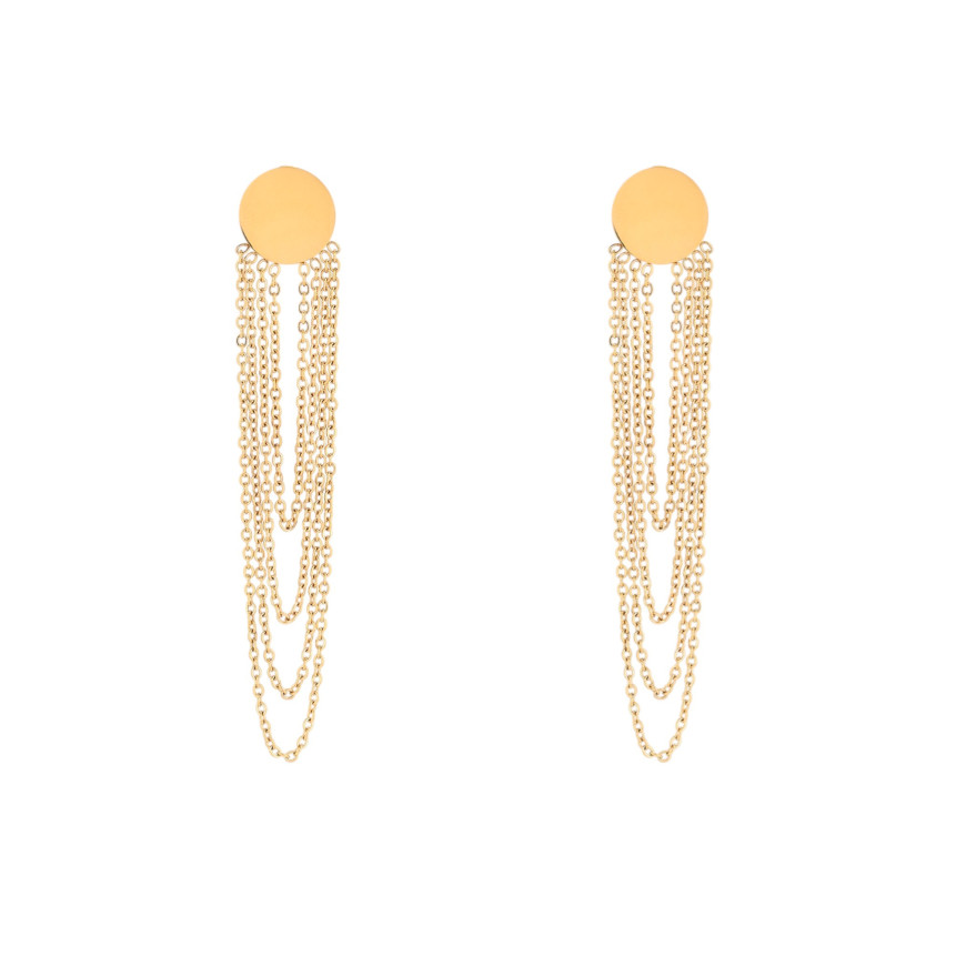 Steel earrings long chain and circle GB