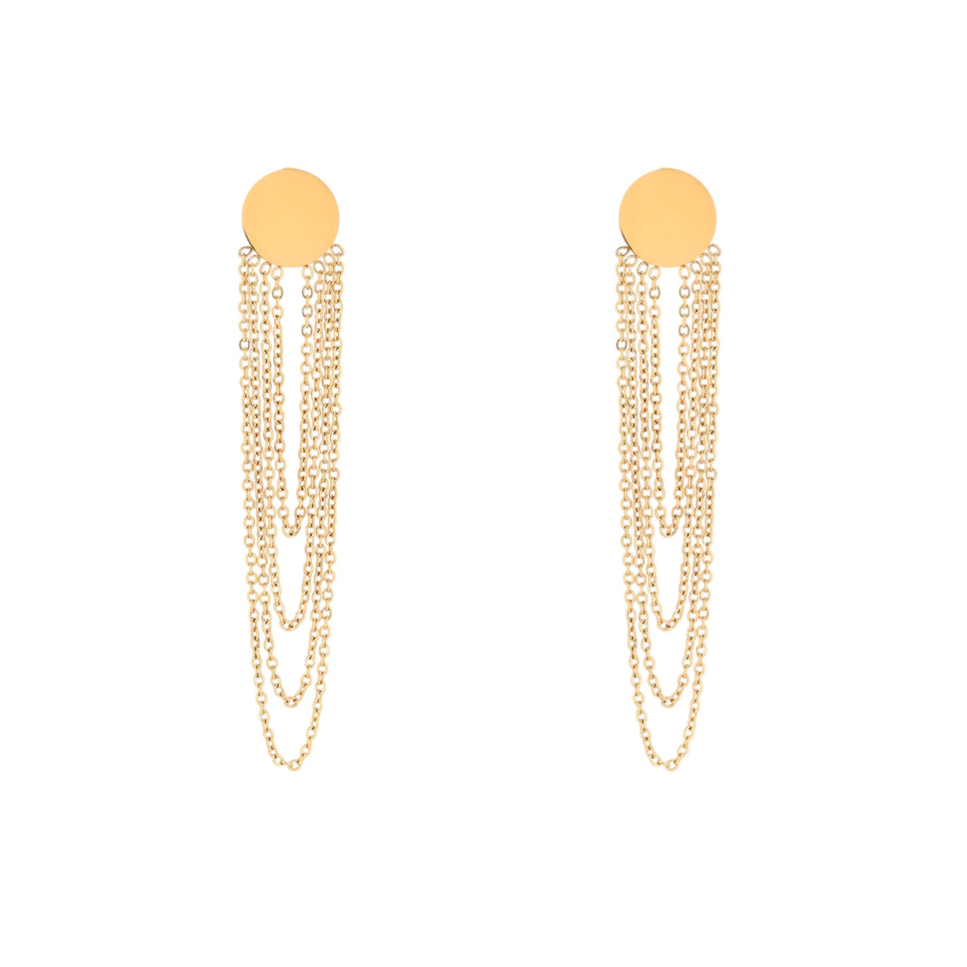 Boucles d\'oreilles en acier long chaîne et cercle GB