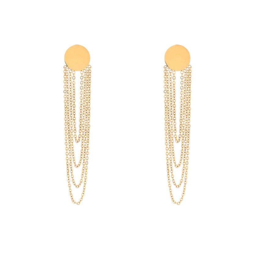 Steel earrings long chain and circle GB