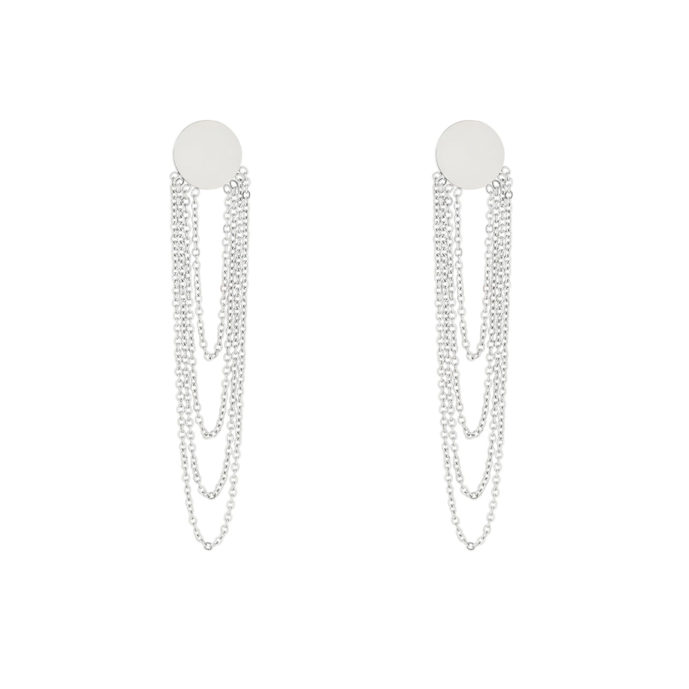 Boucles d\'oreilles en acier long chaîne et cercle GB