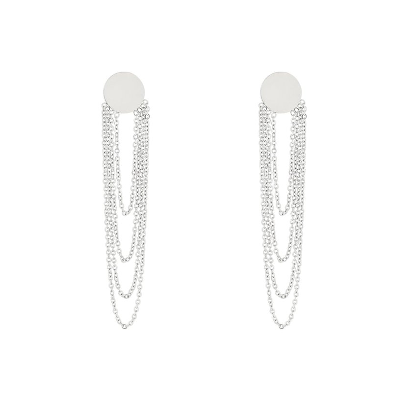 Boucles d'oreilles en acier long chaîne et cercle GB