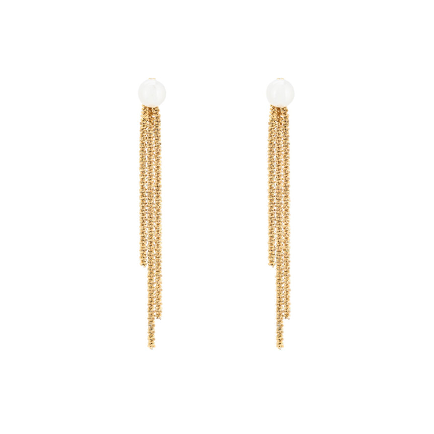 Pendientes en acero largo con perla GB