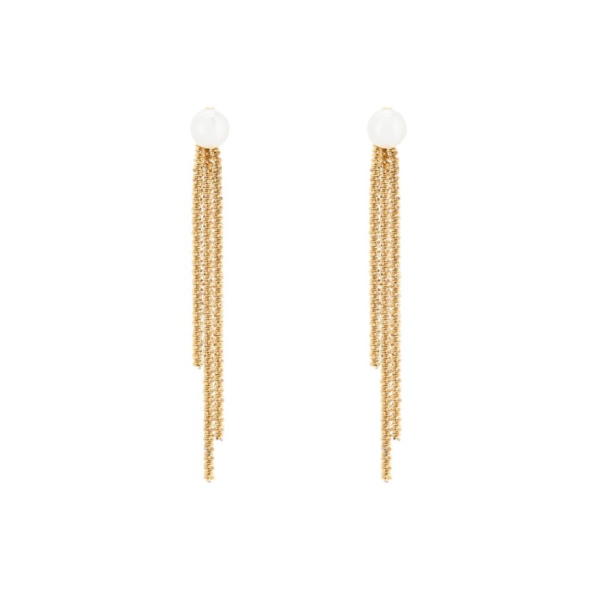 Steel earrings long with pearl GB