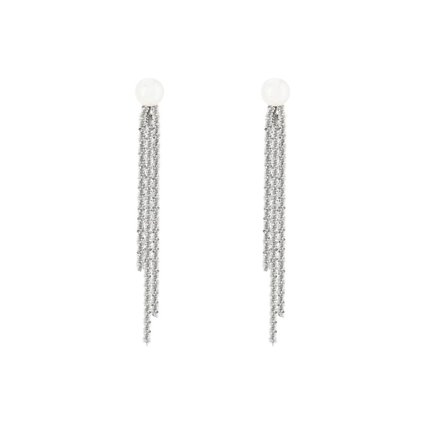Pendientes en acero largo con perla GB