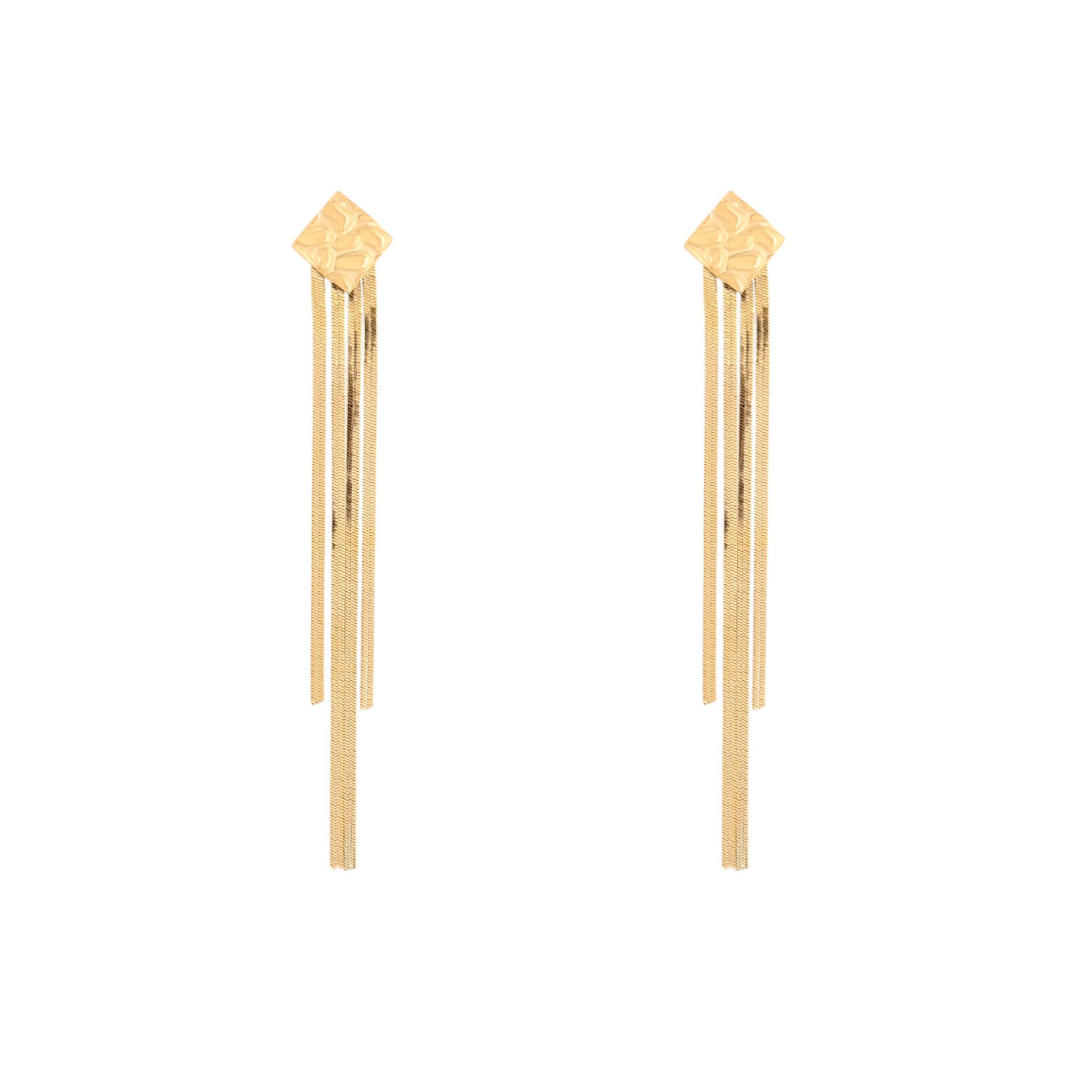 Pendientes acero largo con flecos GB