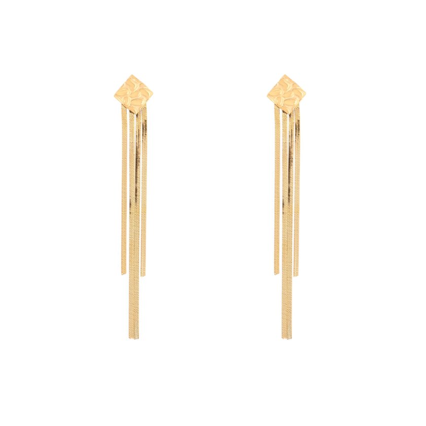 Pendientes acero largo con flecos GB