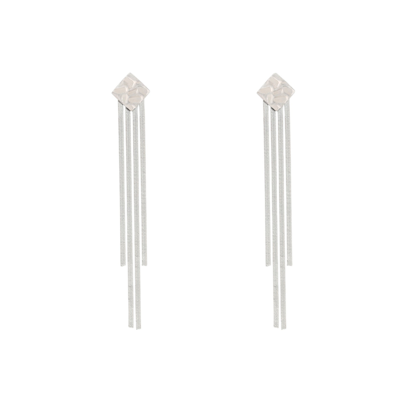 Boucles d\'oreilles acier long avec frange GB
