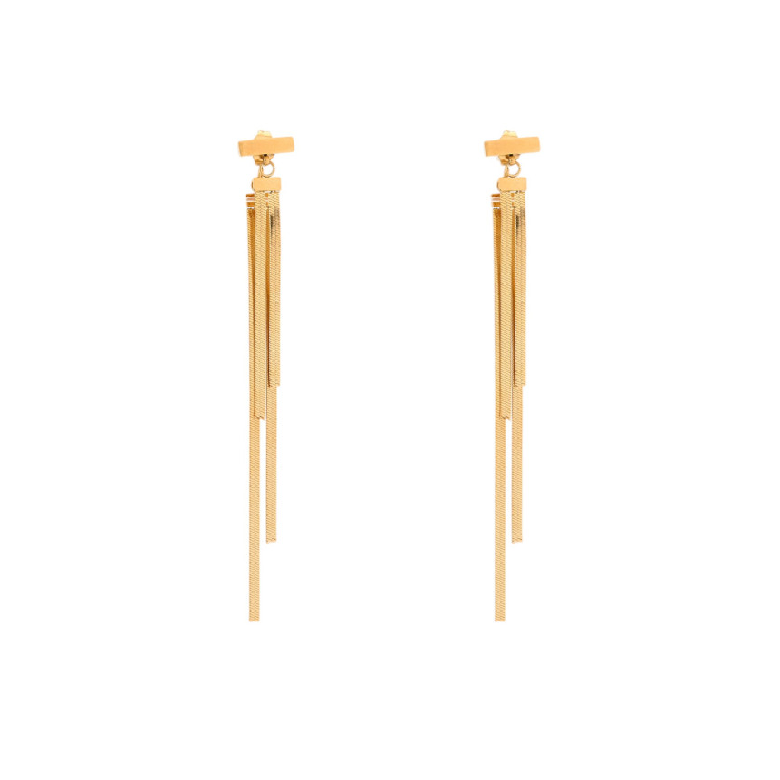 Boucles d\'oreilles en acier long avec frange GB