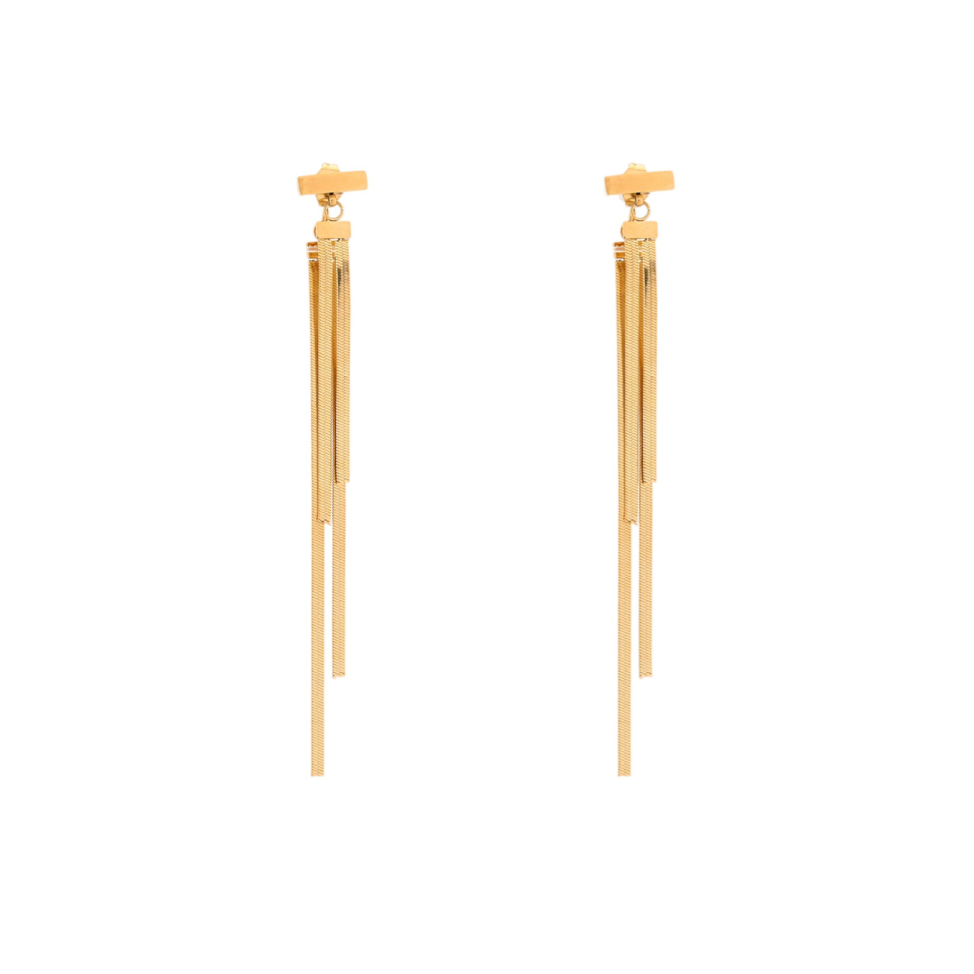 Boucles d\'oreilles en acier long avec frange GB