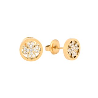 Round steel earrings clover GB