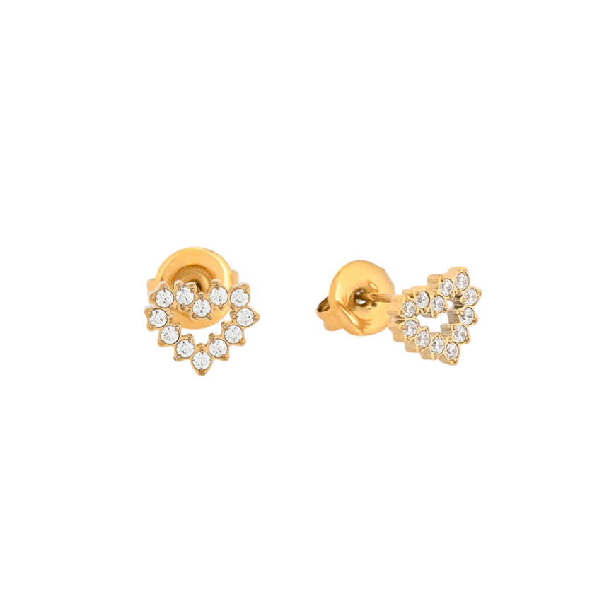 Delicate earrings with zircons and heart
