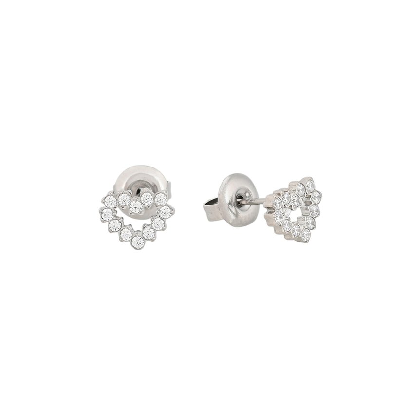 Boucles d'oreilles Delicate avec zircones et cœur