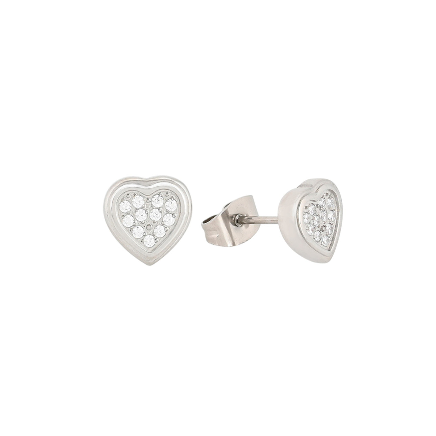 Petites boucles d\'oreilles en acier avec cœur