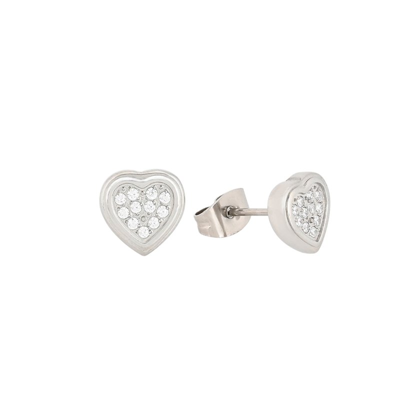 Pendientes pequeños de acero con corazón