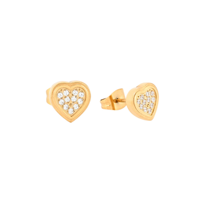 Pendientes pequeños de acero con corazón
